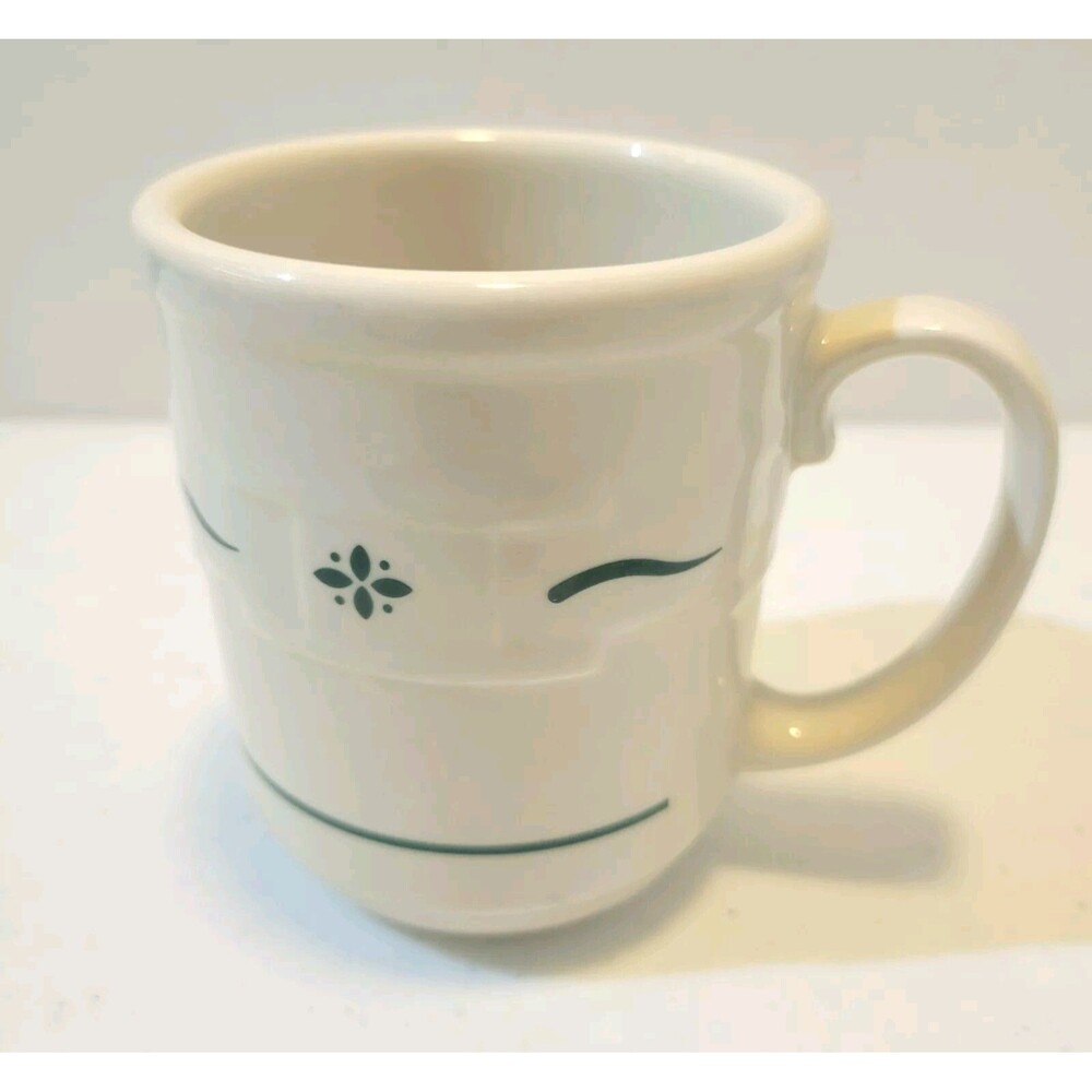 Vintage LONGABERGER Pottery Woven Tradition Heritage Green 12 0Z Coffee Mug USA